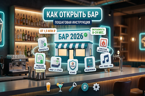Как открыть бар в 2026 году: с чего начать, сколько нужно денег, пошаговая инструкция